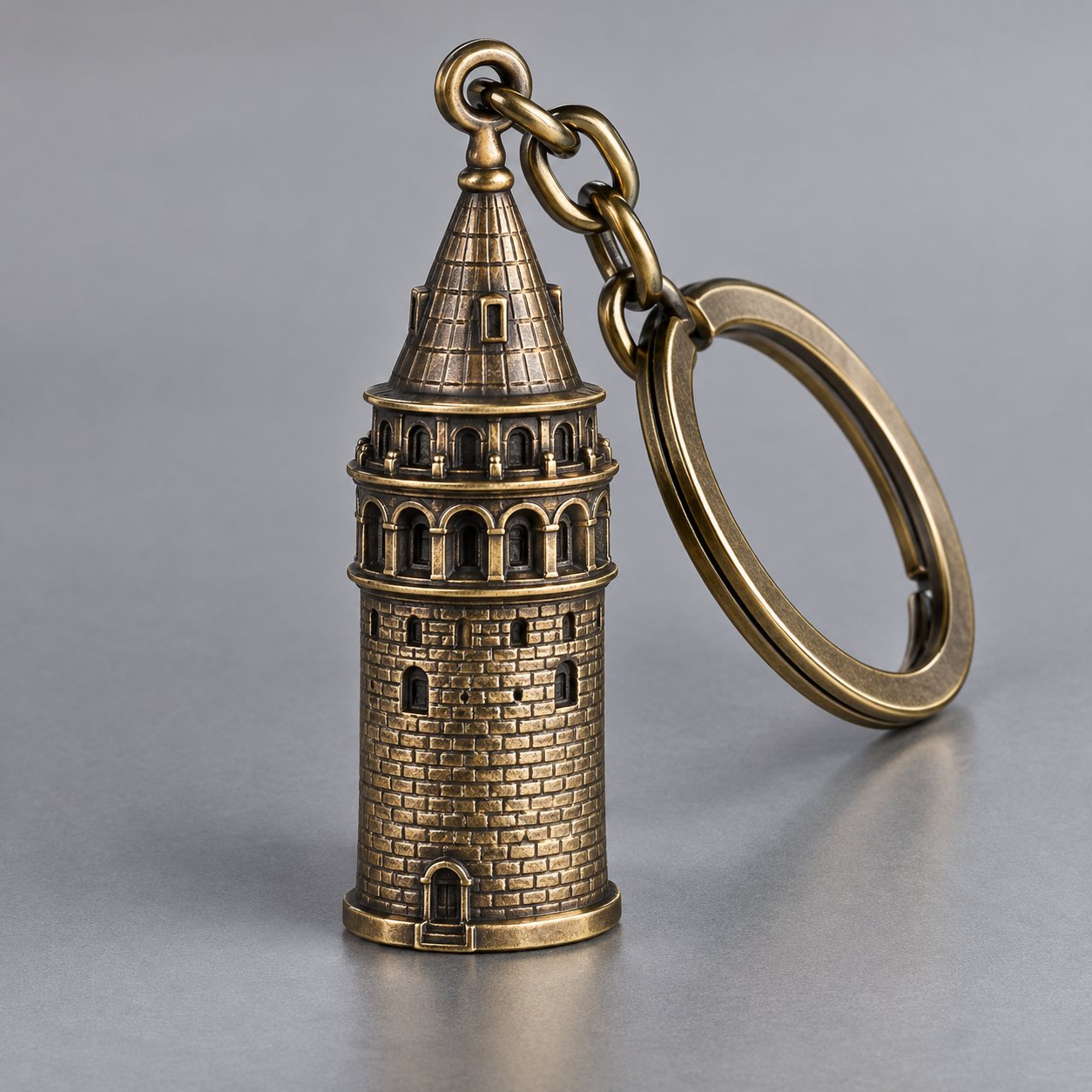 Antique bronze 3D landmark keychain