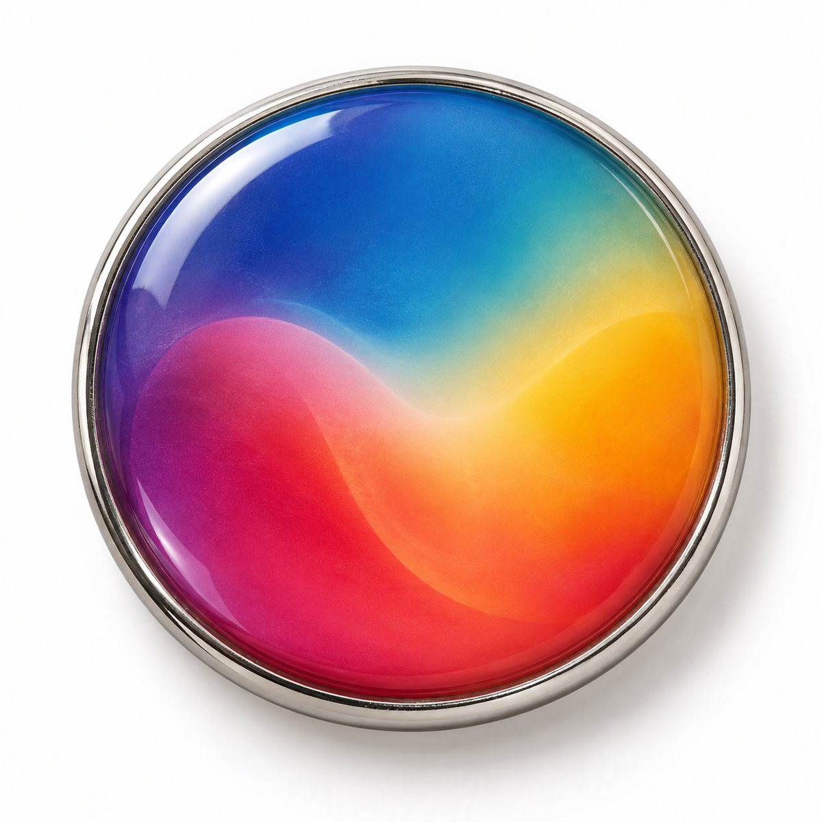 Printed badge with a full-colour gradient under a clear epoxy dome